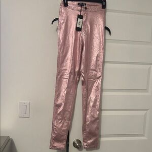 Shiny Pink Skinny Pants